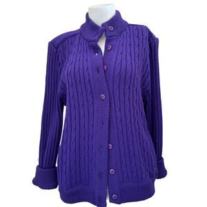 Soft diamond button up cardigan sweater long sleev